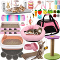 Kitten Starter Kit for Indoor Cats Include Cat Litter Box Toys, Hammock, Bed Scratch Pad, Climbing Post, Feed Bowls, Mat