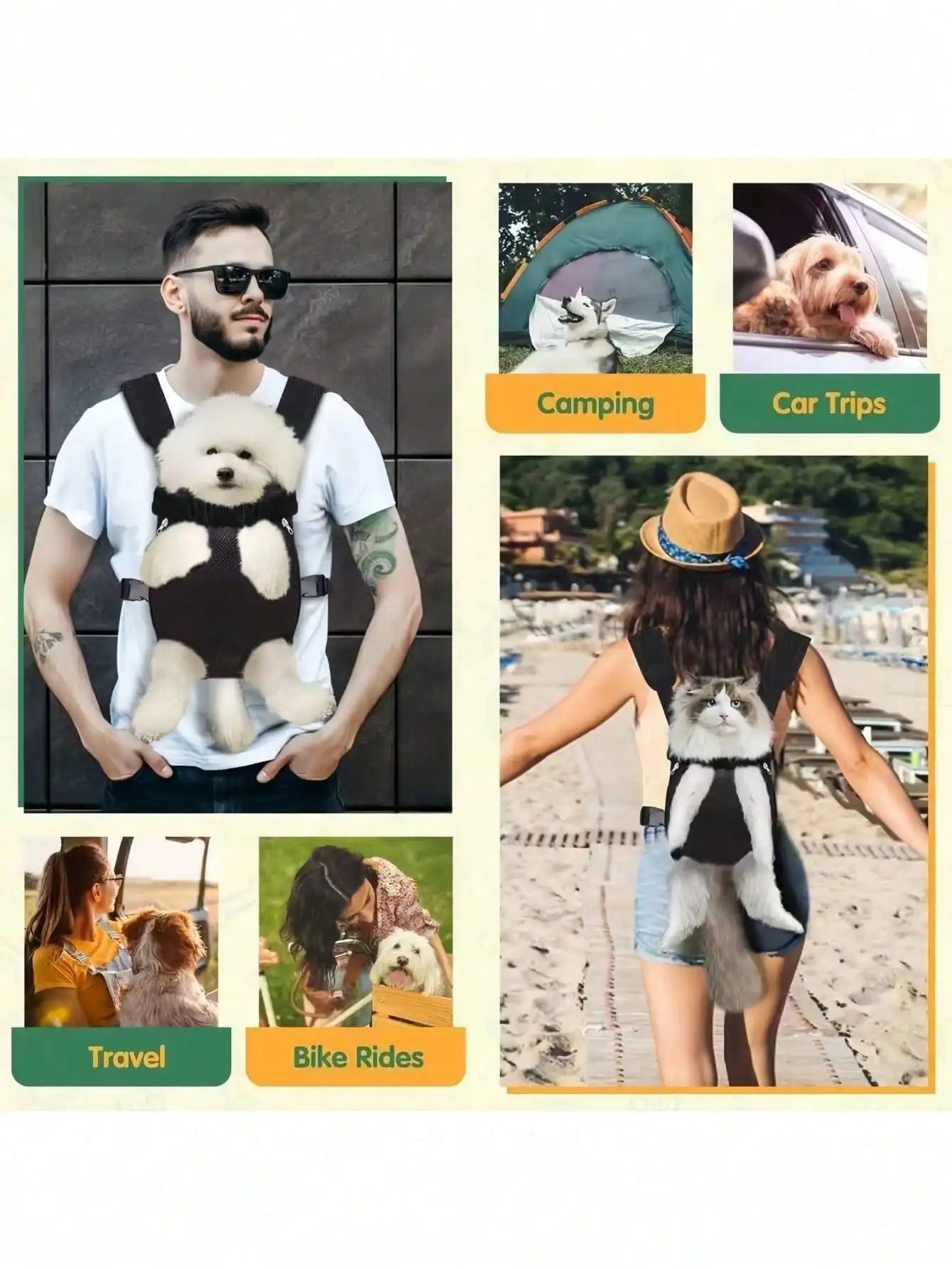 1pc Pet Chest Backpack, Breathable Outdoor Cat Dog Carrier