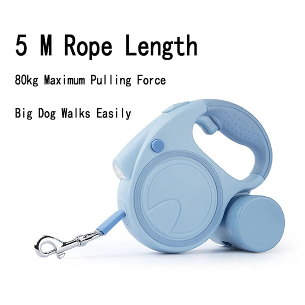 Dog Leash With Led Lights and Garbage Bag Holder