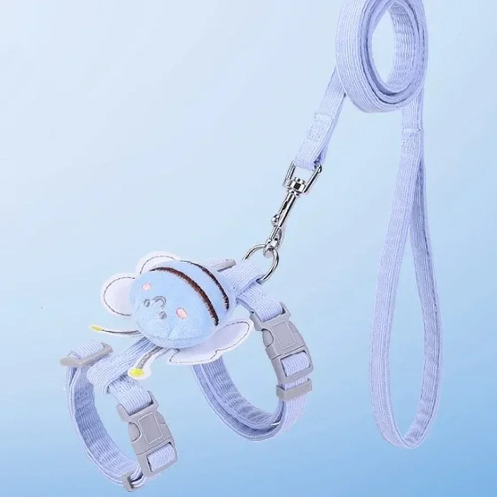 Cat Harness Leash and Collar Set with Adjustable Cartoon Bee