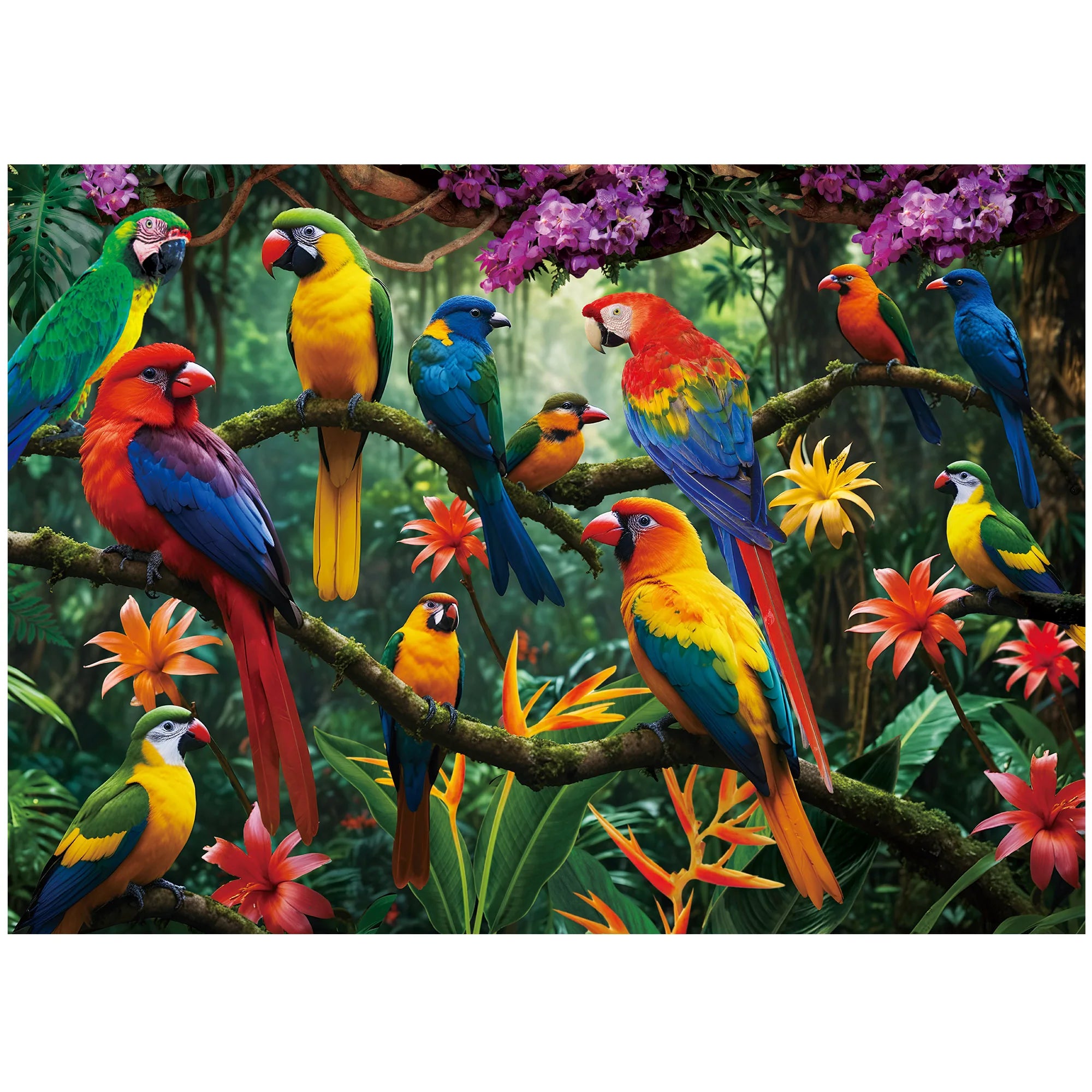 Parrots in the Jungle 1000 Piece Jigsaw Puzzle Gift For Adults