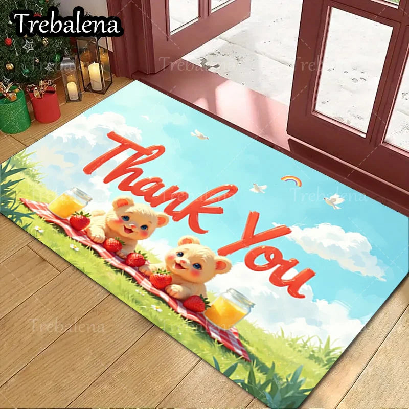 1pc Welcome Door Mat with avCute Puppy Birthday Party. Decorative Floor Mat for Home Entrance