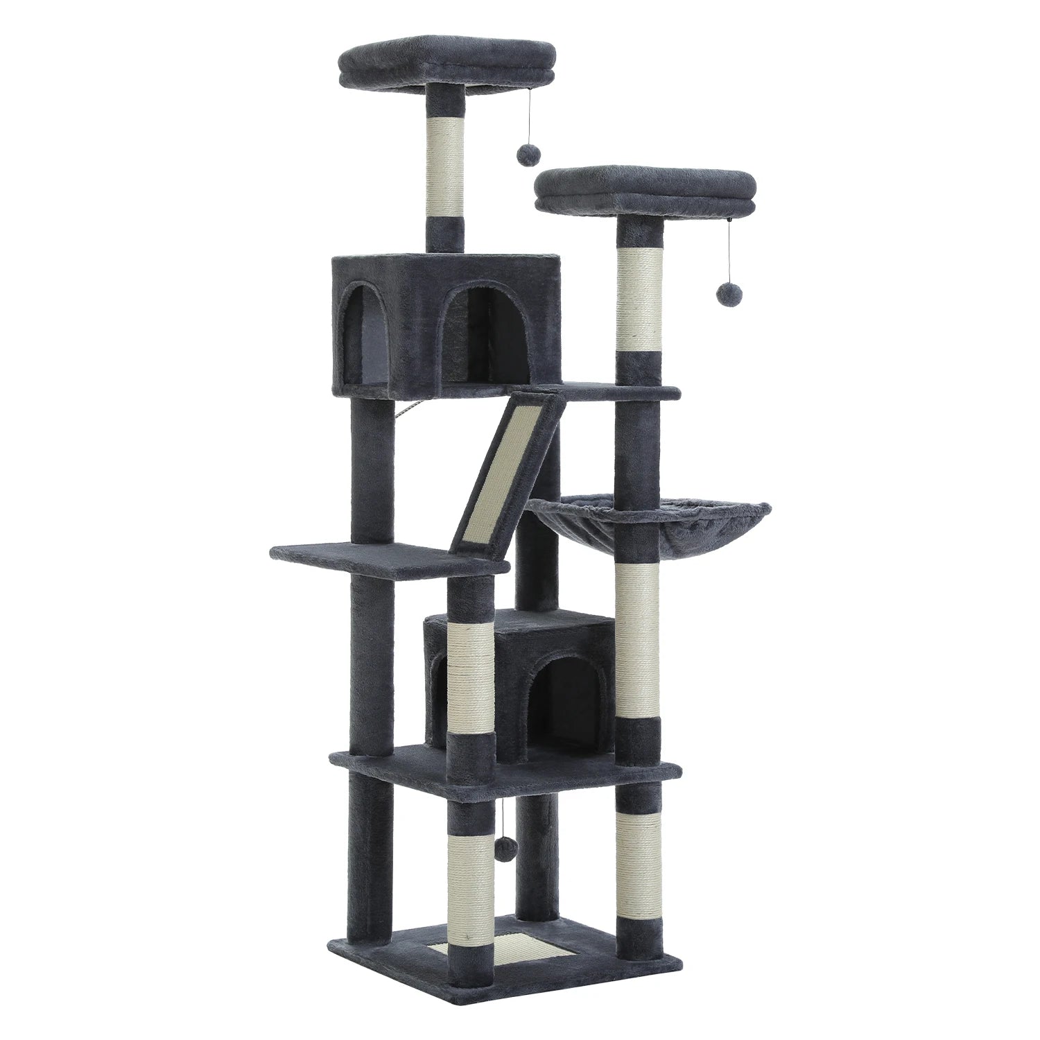 Large Tall Cat Tree for Indoor Cats. Multi-Level Plush Cat Condo with Scratching Posts, Scratching Boards, Perches and Caves