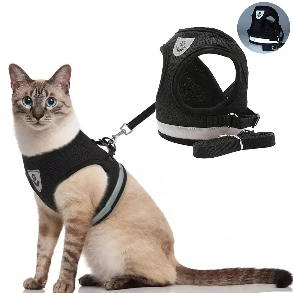 Cat Harness with Adjustable Leash. Reflective and Escape Proof Pet