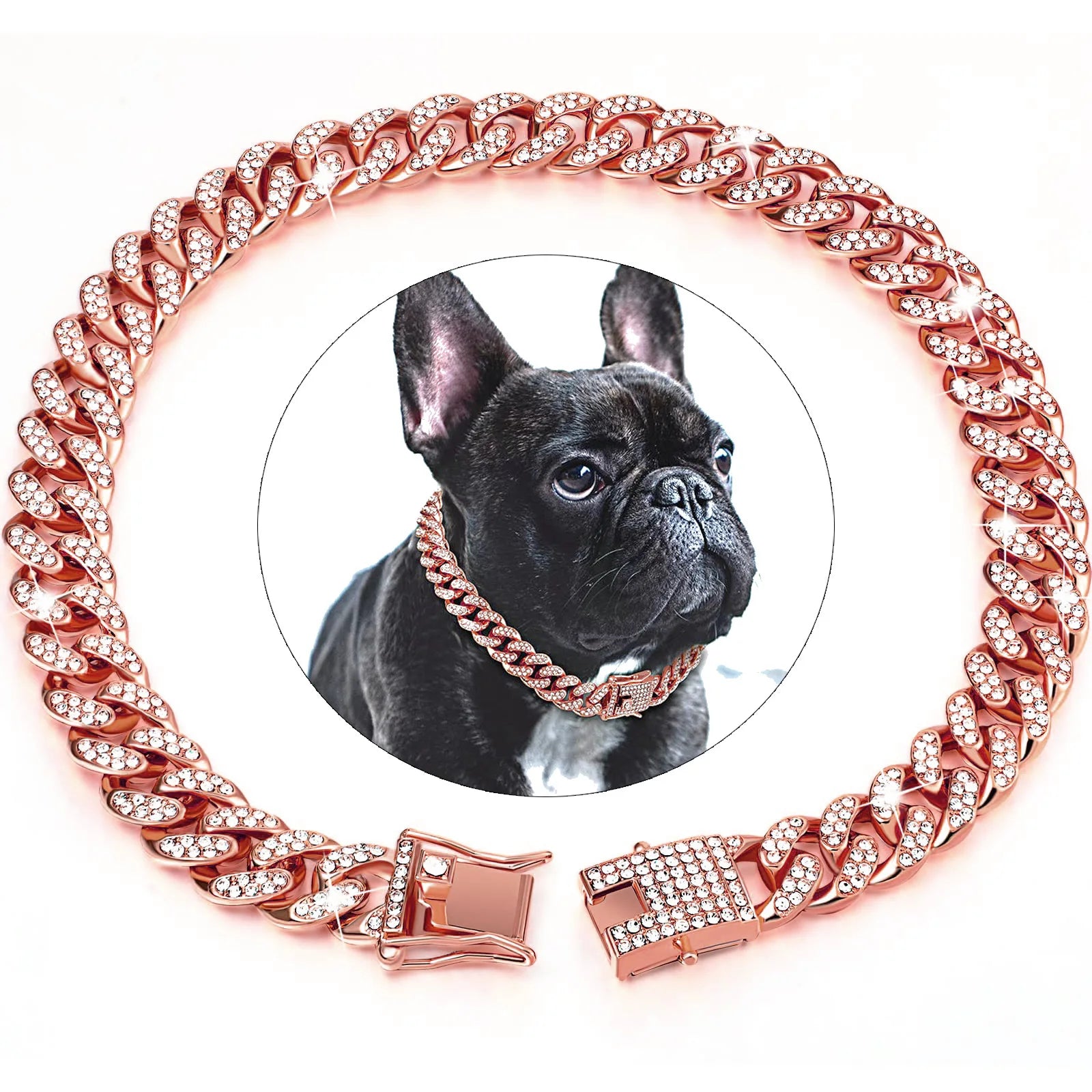 Dog Chain Collar, Diamond Cuban Link Necklace for Dogs or Cats