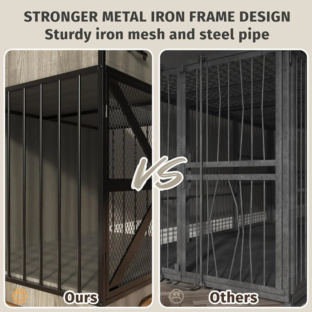 Dog Crate Furniture for Large Dogs with 2 Drawers, 44" Metal