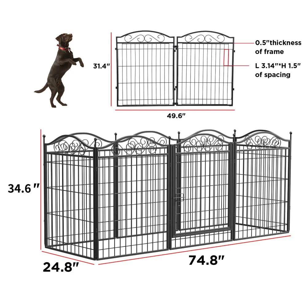 Heavy Duty Dog Playpen. 8 Panels Pet Kennel Pen