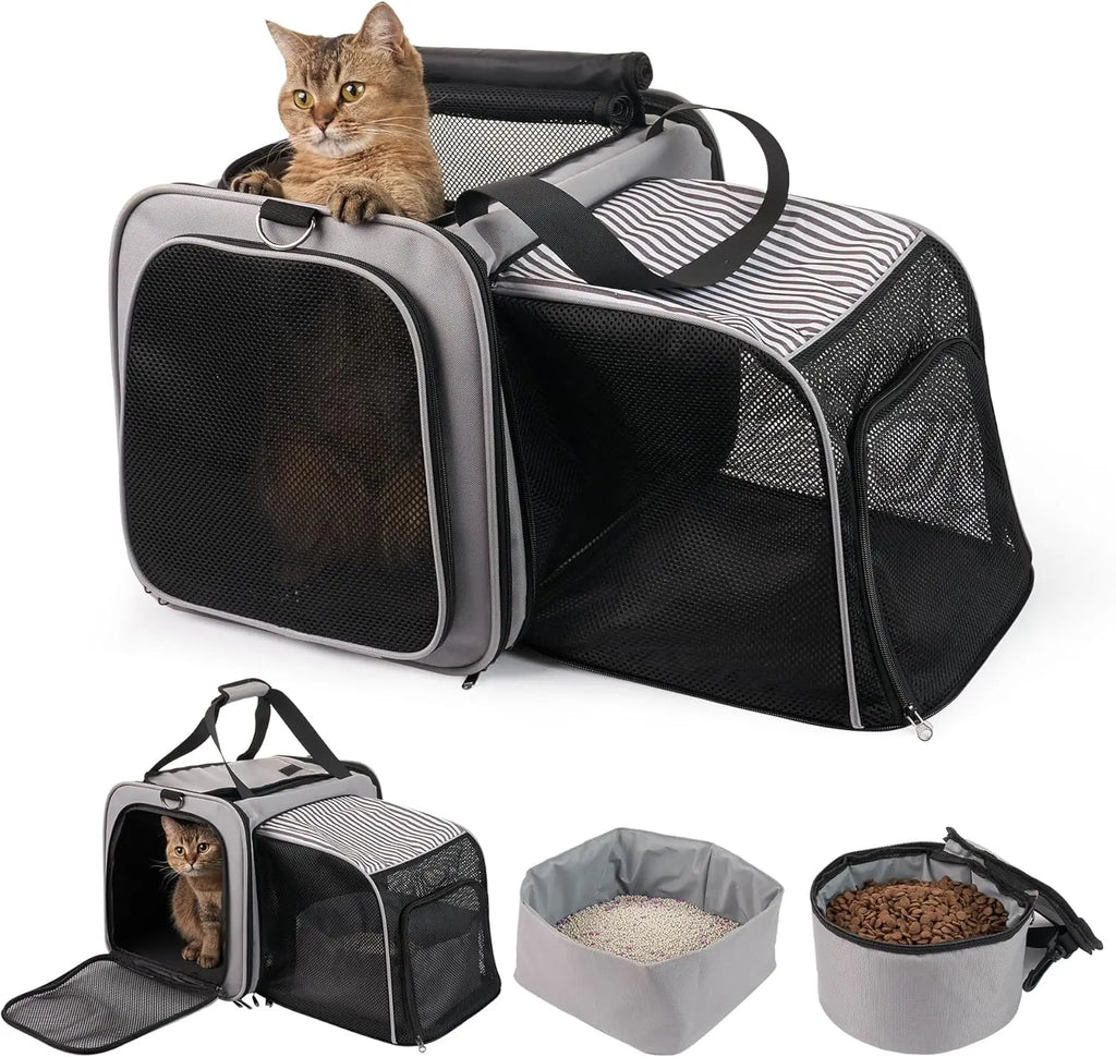 Cat Carrier with Litter Box. Soft Cat Travel Carrier with Food Carrier