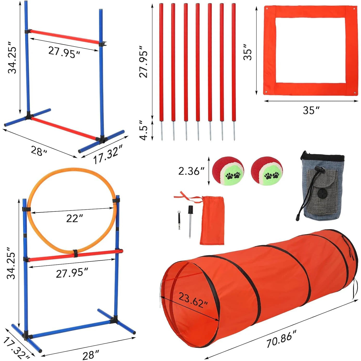 87 Pcs Dog Agile Training Equipment Set