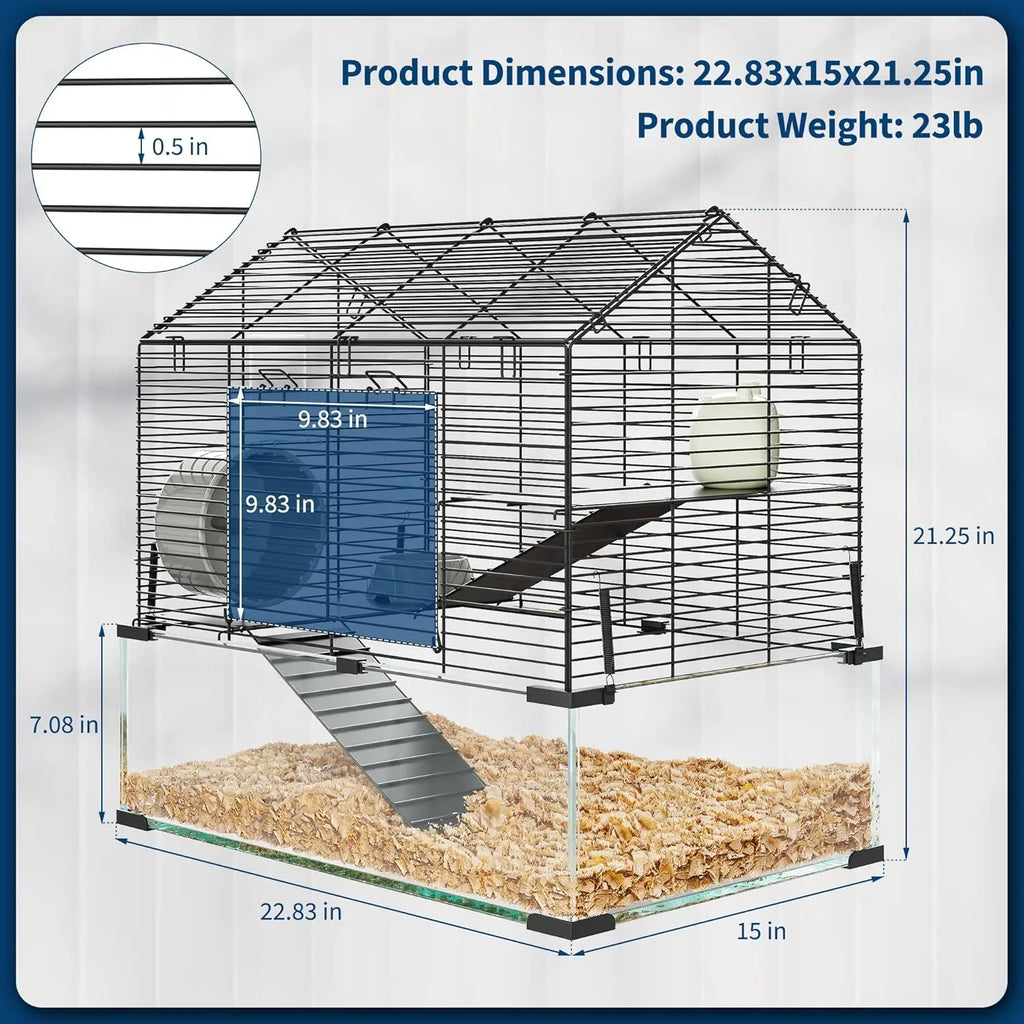 Small Animal Cage Habitats with Water Bottle for Rats Hamsters & Hedgehogs Guinea Pigs