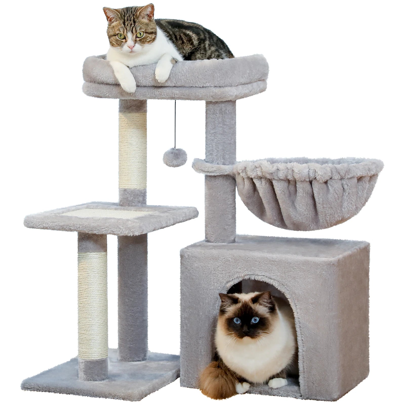 Small Cat Tree Tower with Natural Sisal Scratching Post, Spacious Top Perch, Private Cat Condo. Perfect for Indoor Cats