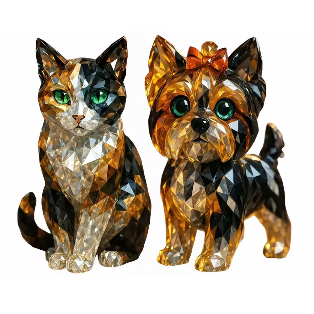 Fake Crystal Animal Sculptures Cat/Dog Figurines
