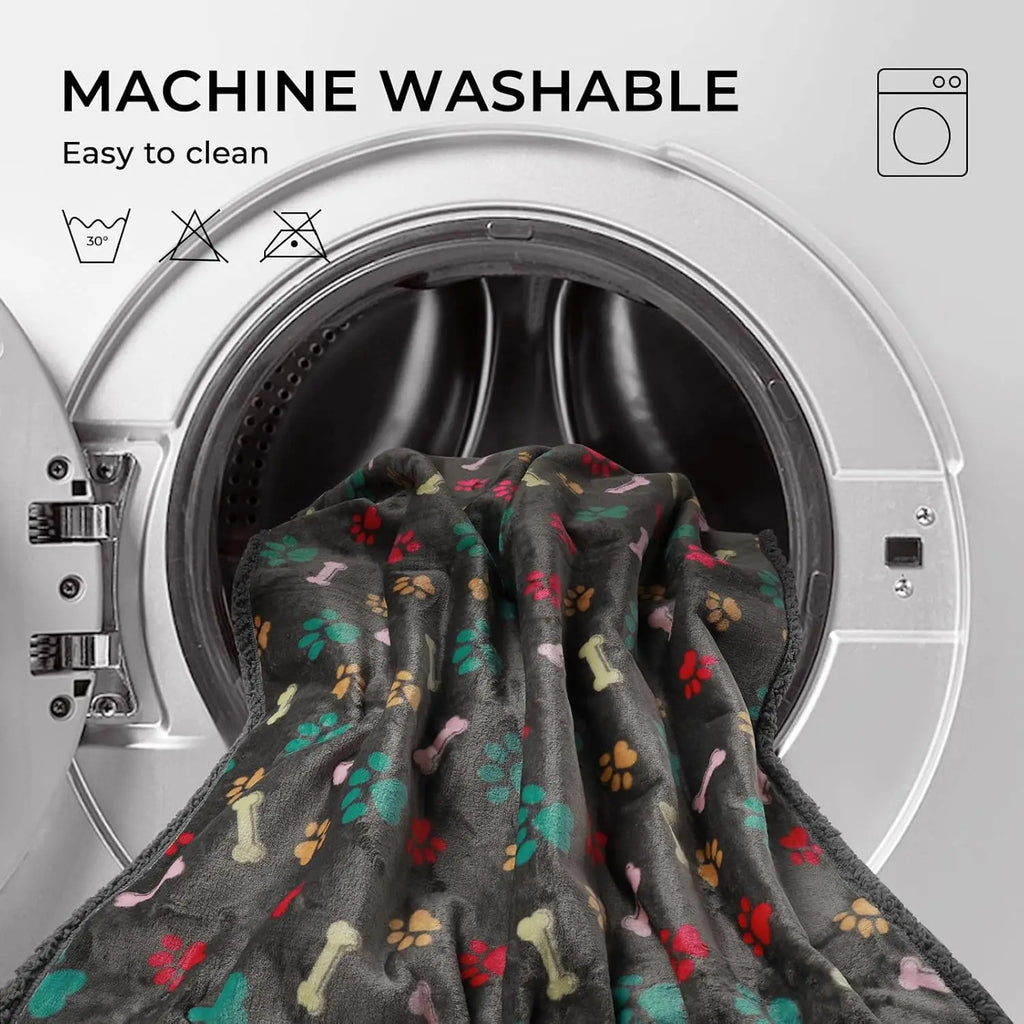 Waterproof Pet Blankets for Couch/Sofa and Bed Cover. Washable and Reversible Large Dog and Cat Blanket. Grey Bone Thick X-Large (85" x 57")