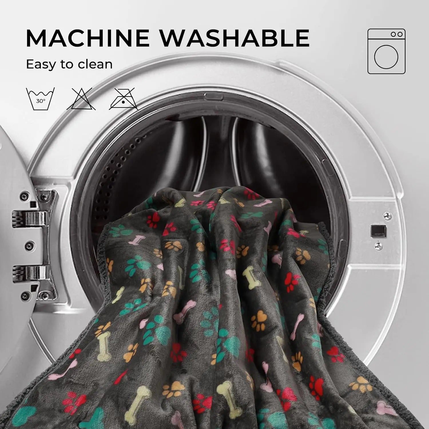 Waterproof Pet Blankets for Couch/Sofa and Bed Cover. Washable and Reversible Large Dog and Cat Blanket. Grey Bone Thick X-Large (85" x 57")