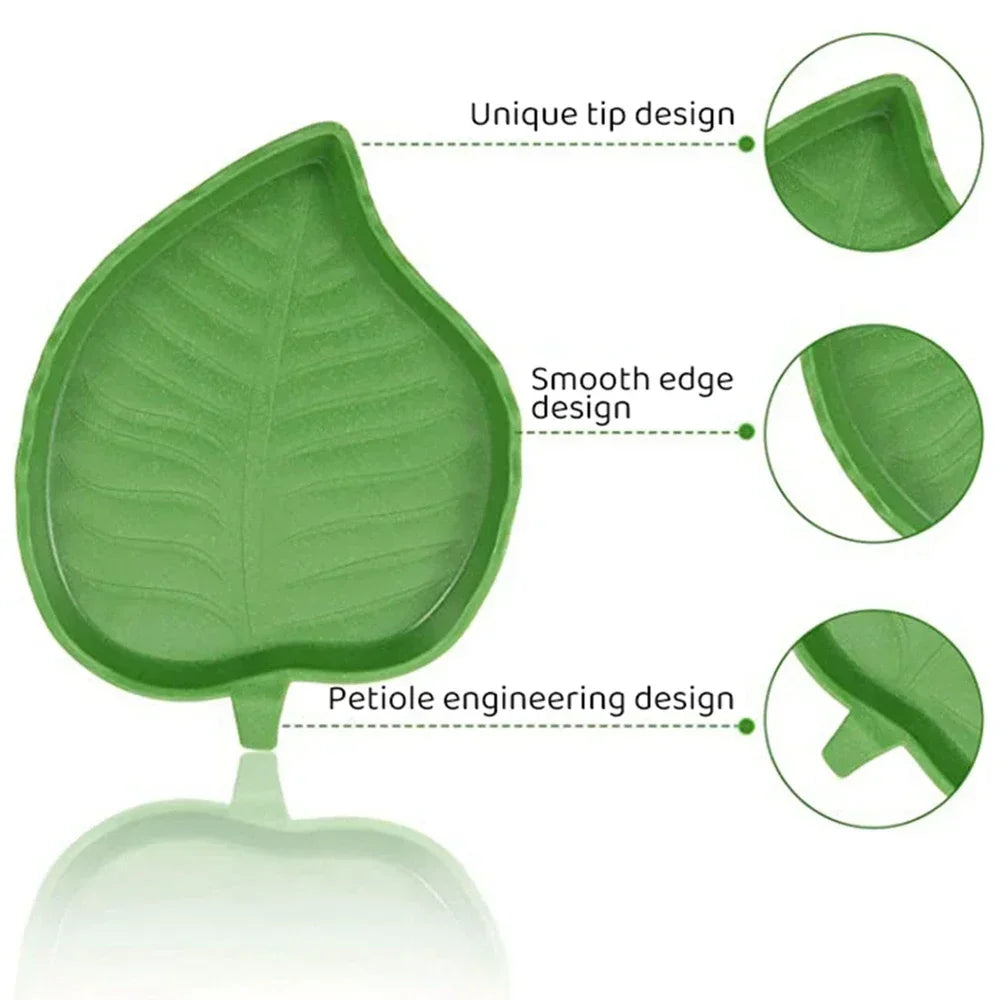 Leaf Shape Reptile Feeder or Water Bowl For Turtles, Lizards, Snakes, Tortoise, Gecko and other Reptiles