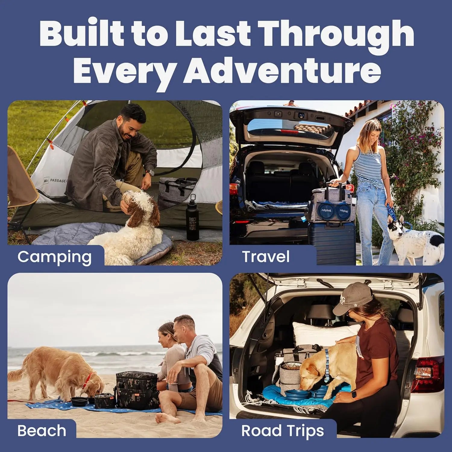 Dog Travel Bag with Collapsible Bowls & Food Containers - Grey, Perfect Gift for Pet Owners