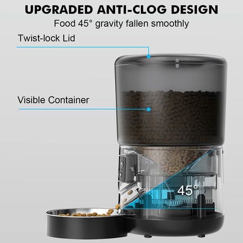 4L Automatic smart pet feeder for cats, dogs and multiple pets with stainless steel bowl