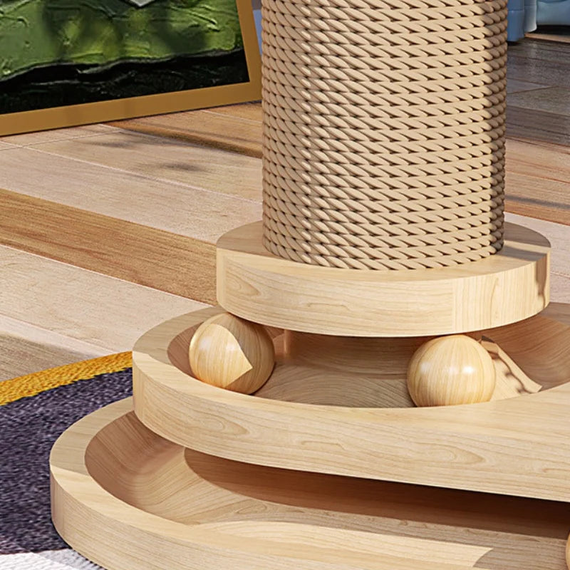 Interactive Cat Scratching Post Tower with Jute, Ball Track - Durable Multi-Functional Self-Entertainment Cat Scratch Board