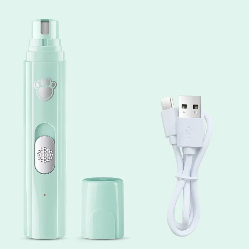 Electric Nail Grinder with Polisher Wheel LED Light. USB Rechargeable 2-Speed Pet Nail Trimmers for Cat Dog