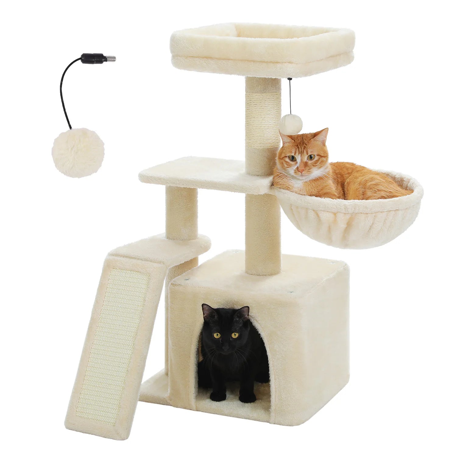 Small Cat Tree Tower with Natural Sisal Scratching Post, Spacious Top Perch, Private Cat Condo. Perfect for Indoor Cats