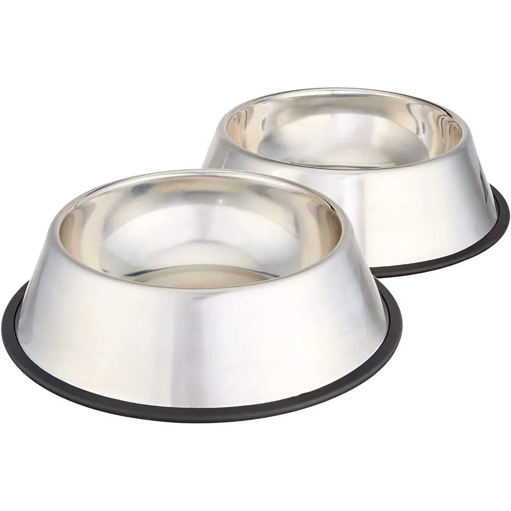 Stainless steel non-slip pet water/food bowls. 2-pack (10 x 2.8 inches), each with a capacity of up to 38 ounces.