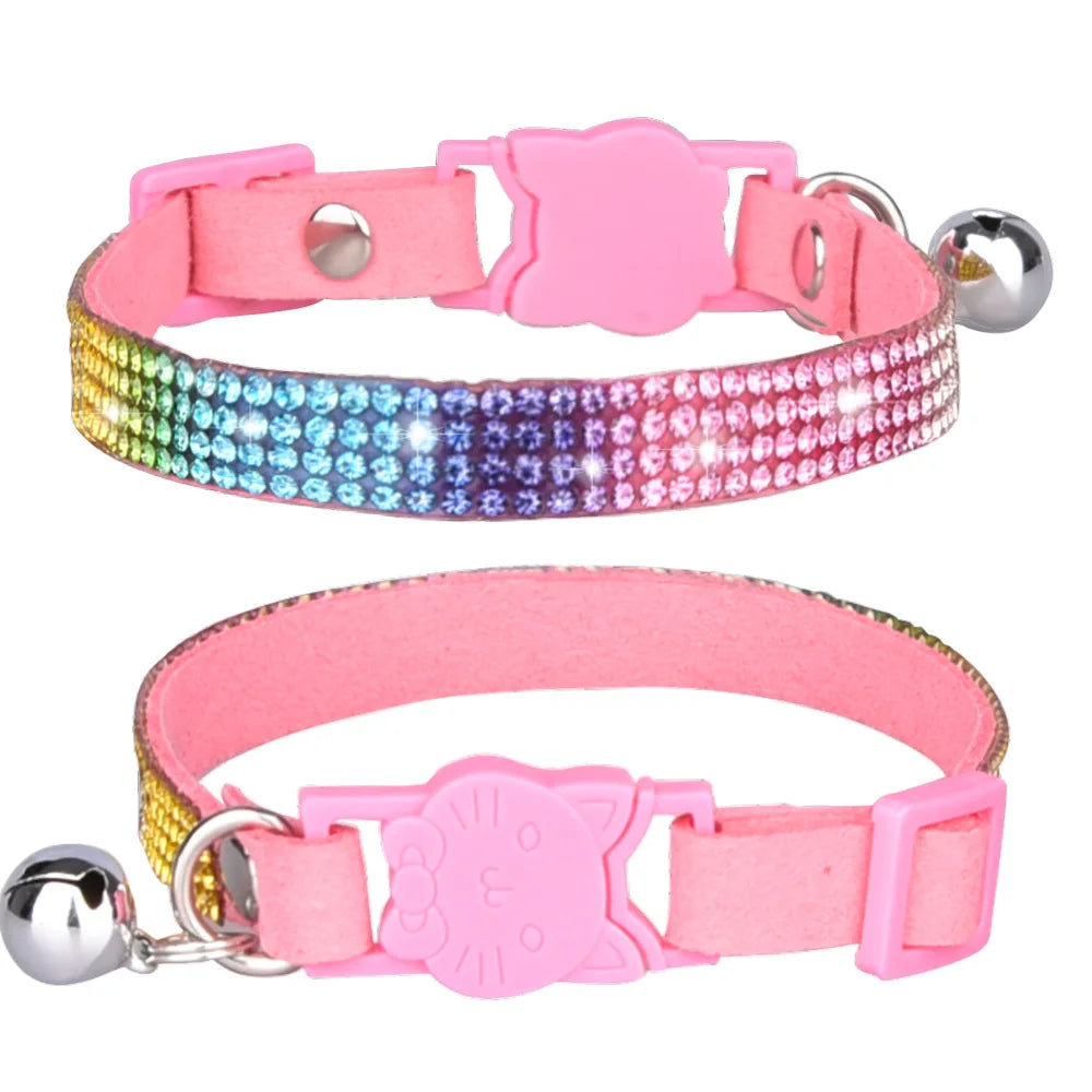 Small Cat Collar with Rhinestone and Quick Release