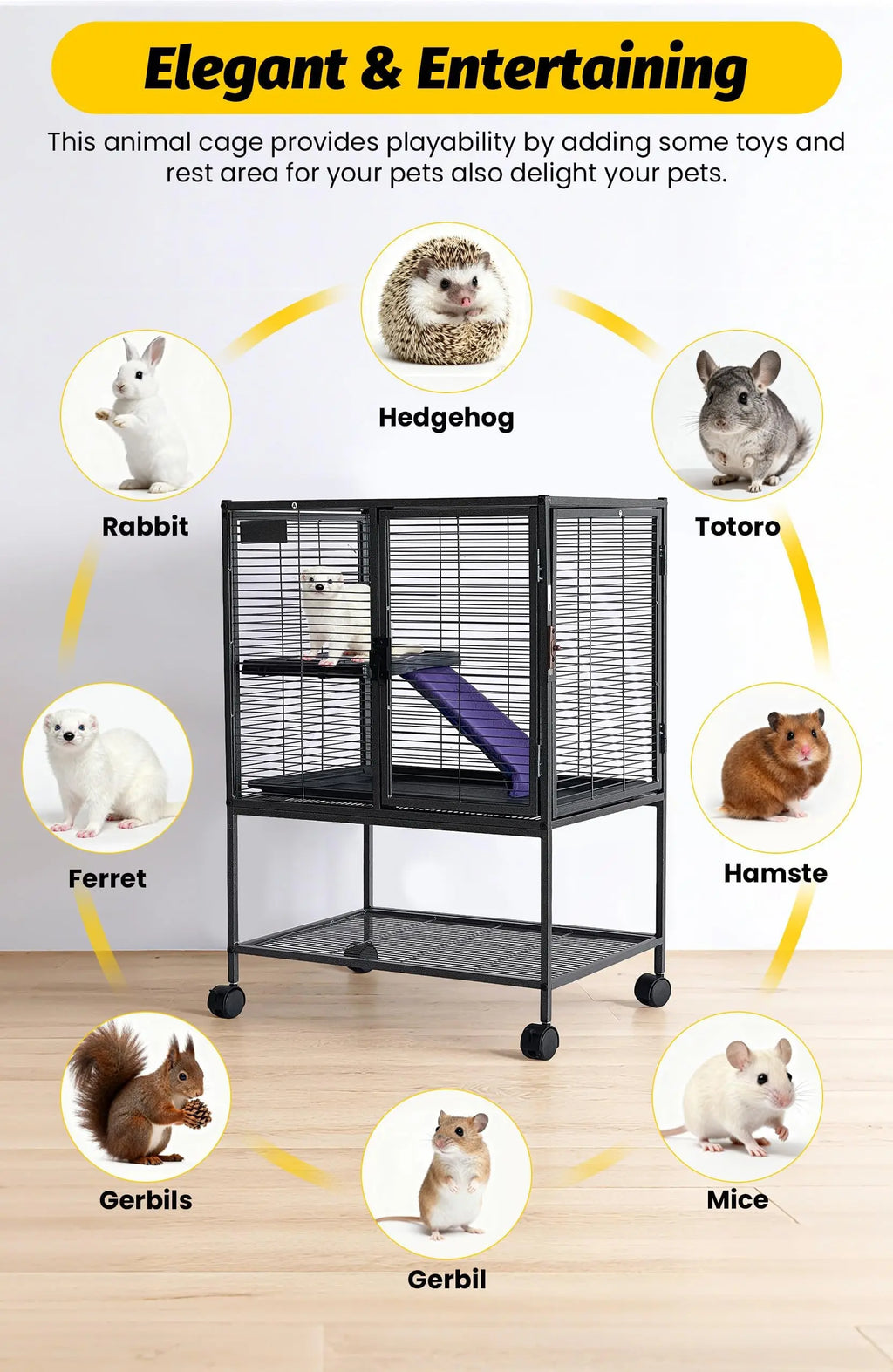 Multi-Level Metal Small Animal Cage