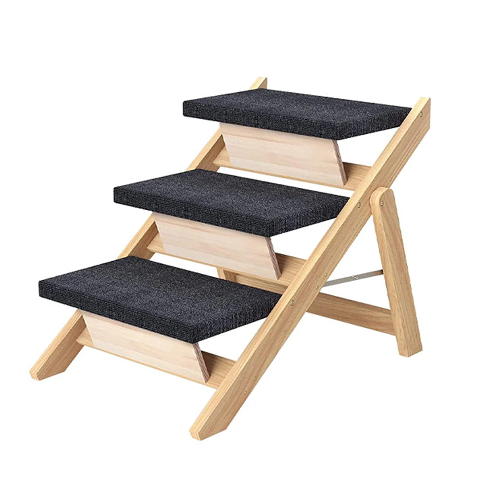 Wooden Dog Stairs. Foldable Non-slip Portable Pet Ladder for Small Animals Climbing