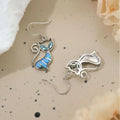 Silver and Blue Opal Cat Stud Earrings
