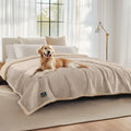 Waterproof Pet Blankets for Dogs and Cats. Reversible Sherpa Fleece Furniture Protector. Dark Beige King Size (100" x 85")