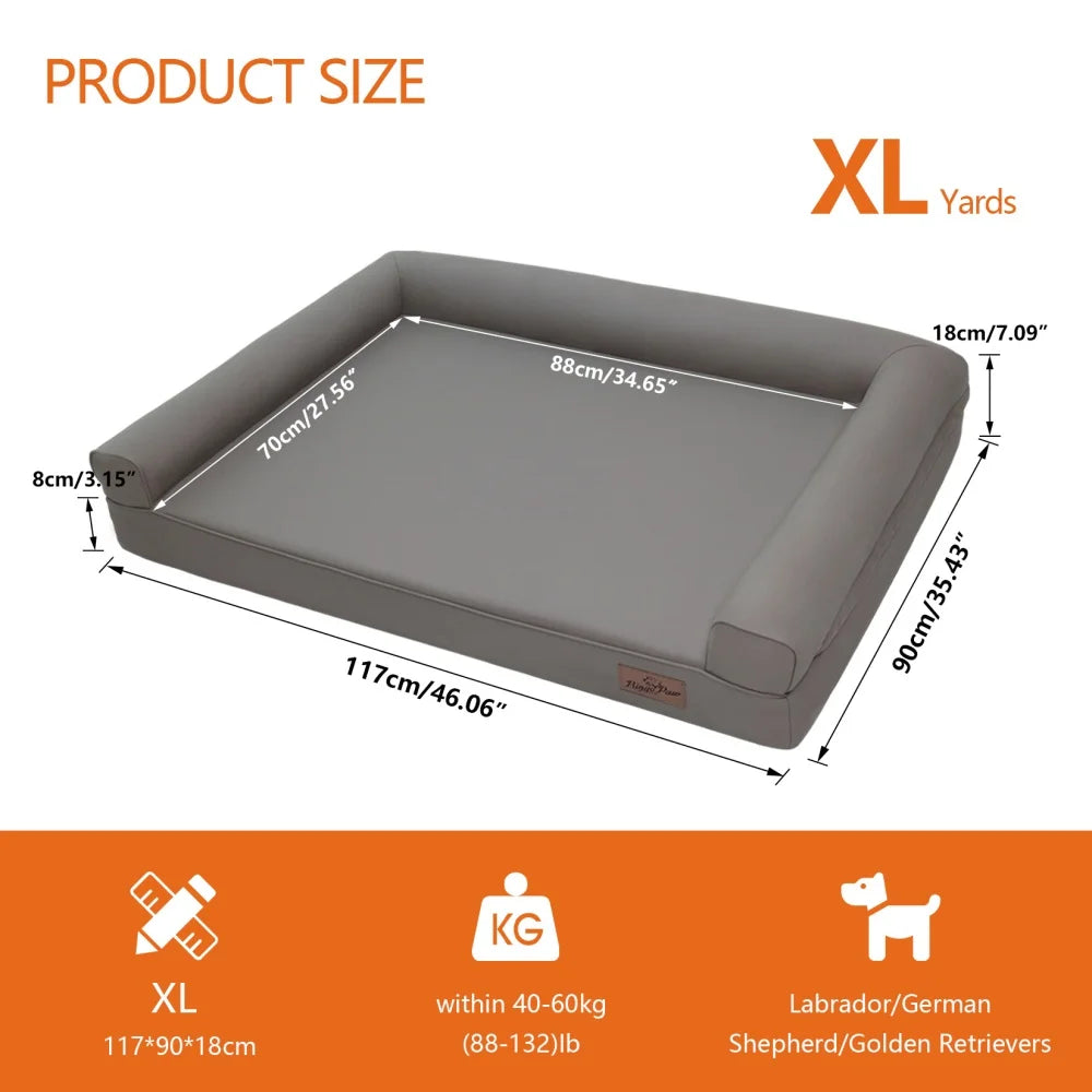 M-XXL Orthopedic Bed Bolster Microfiber Leather, Waterproof with Removable Cover for Easy Clean