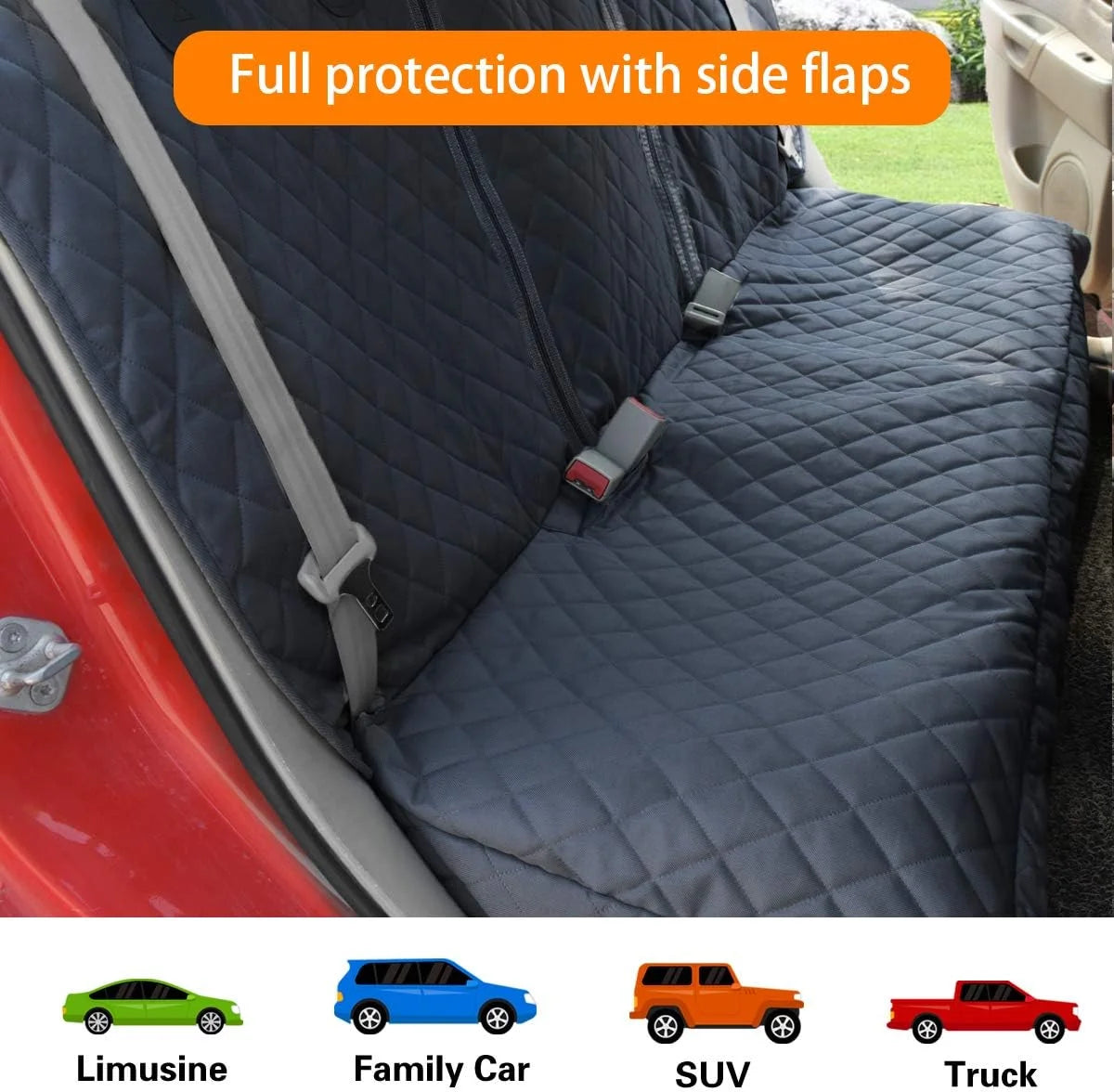Dog Car Seat Protector. Waterproof Non-Slip Rear Seat Cover