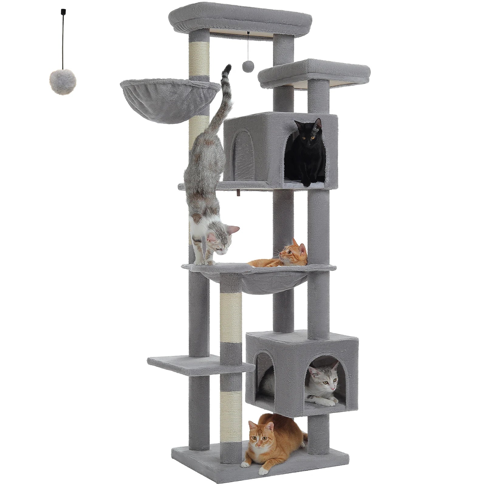 Large Tall Cat Tree for Indoor Cats. Multi-Level Plush Cat Condo with Scratching Posts, Scratching Boards, Perches and Caves