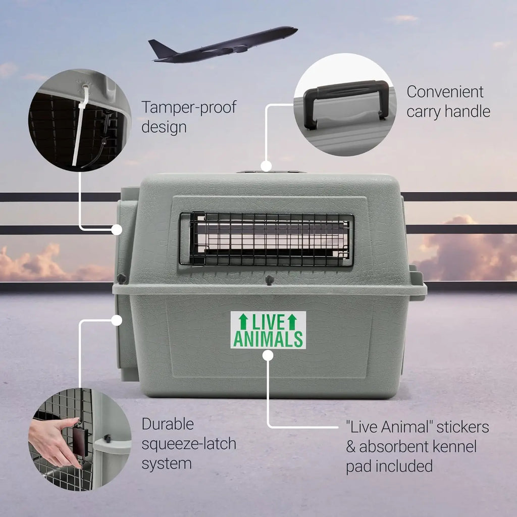 Airline Compliant Dog Crate for Small Pets up to 15 lbs. Heavy Duty Travel Kennel