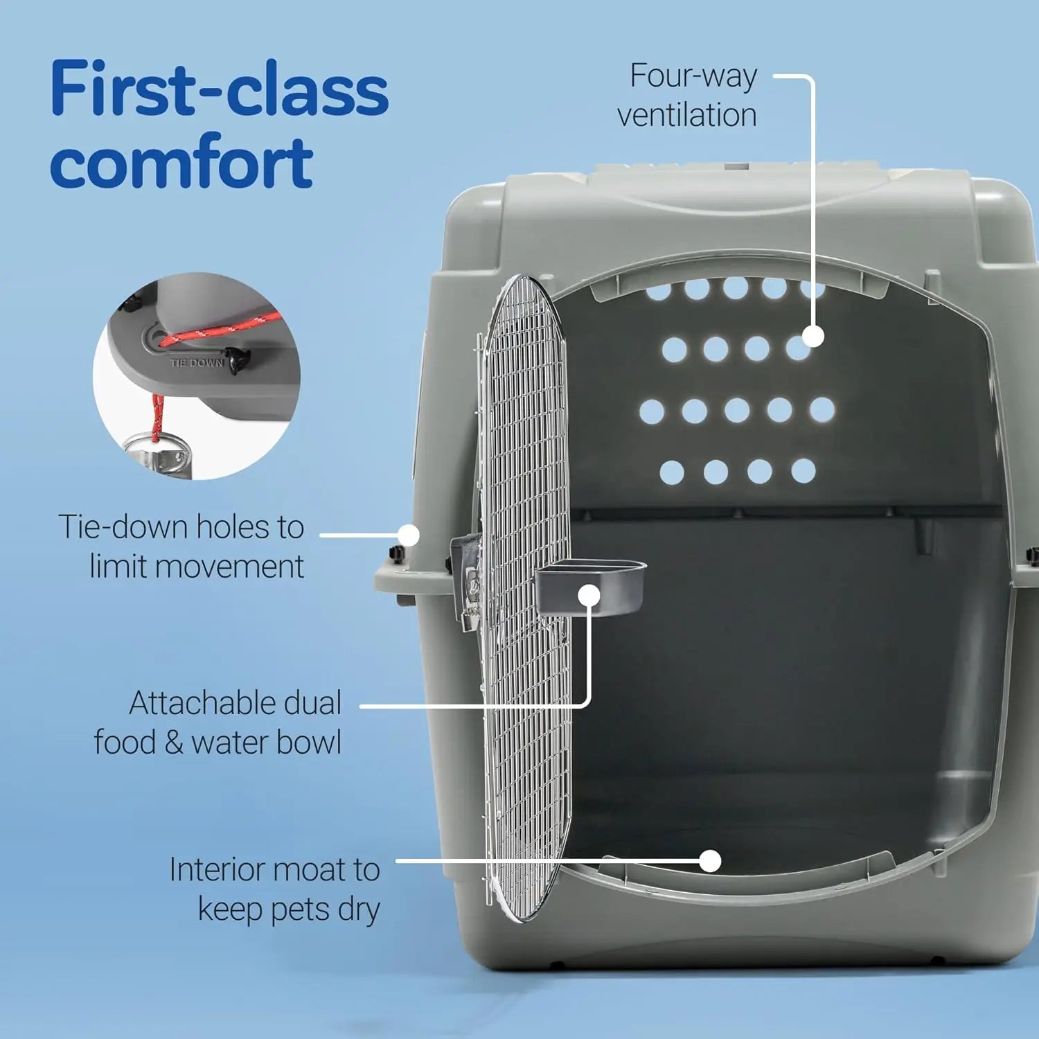 Airline Approved Large Dog Crate for Pets 70-90 lbs, Heavy Duty Travel Kennel with Ventilation