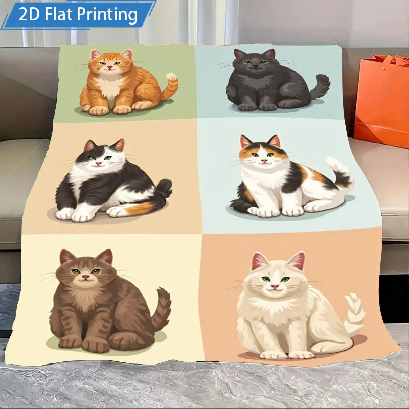 1pc Flannel Blanket with Cute Hamster Print Fleece Blanket. Soft Cozy Throw for Bed, Couch, Living Room or as a Gift