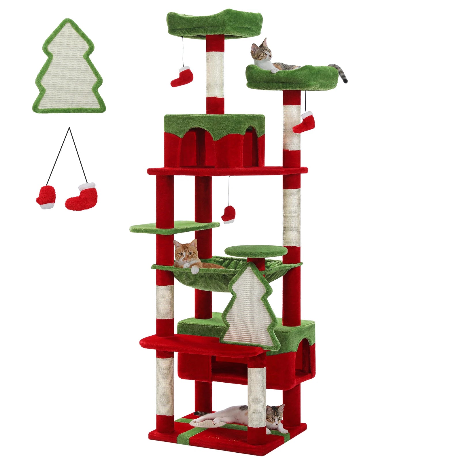 Large Cat Tree and Tower for Indoor Cats With Sisal-Covered Scratching Posts, Spacious Hammock and Padded Perches