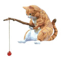 Cute Fishing Cat Figure. Fish Landscaping Cartoon Cat Statue Sitting Fishing Little Cat Ornament Aquarium Decoration