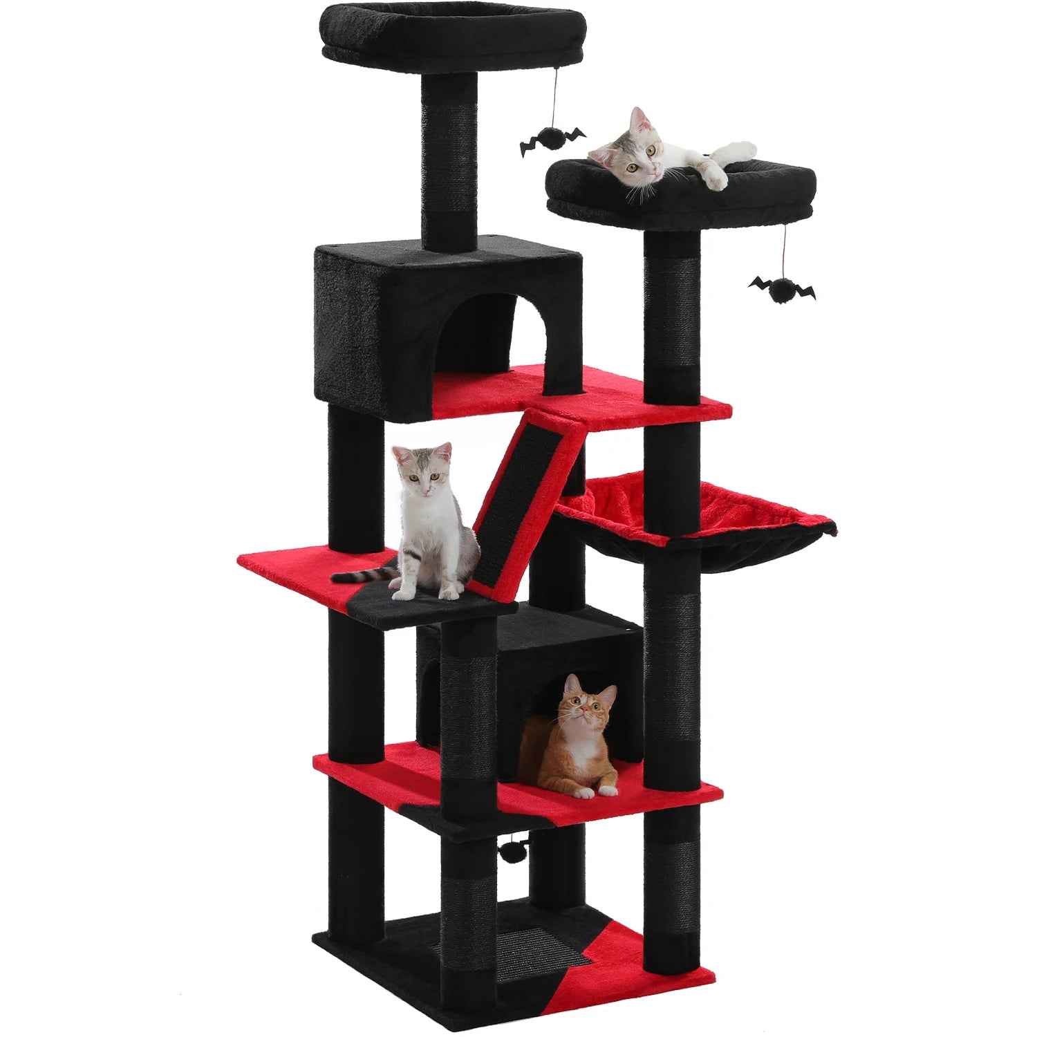 Large Tall Cat Tree for Indoor Cats. Multi-Level Plush Cat Condo with Scratching Posts, Scratching Boards, Perches and Caves