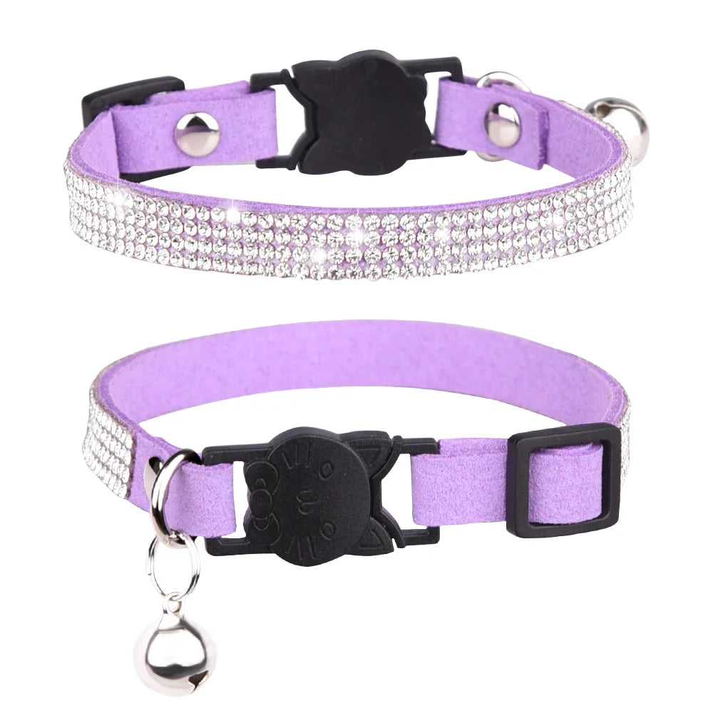 Small Cat Collar with Rhinestone and Quick Release