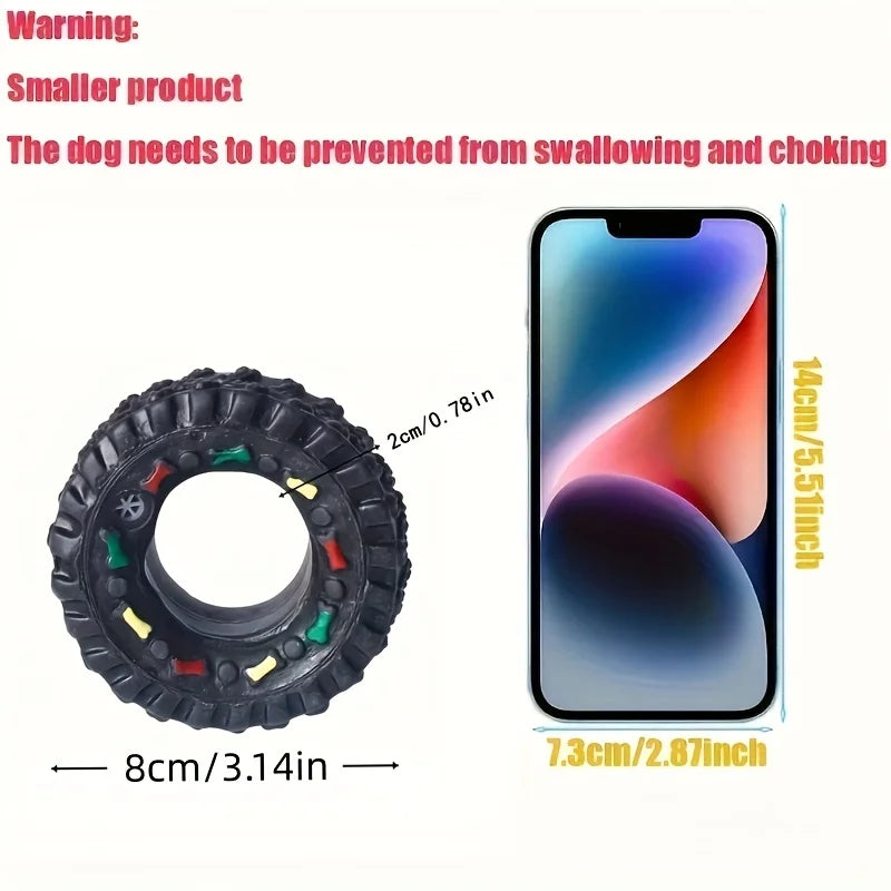 1pc Durable Dog Chew Wheel Toy. Chew-Resistant Interactive Sound Teeth Training