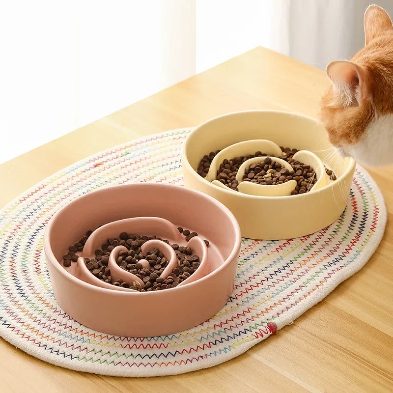 Ceramic Slow Feeding Cat Dog Bowl