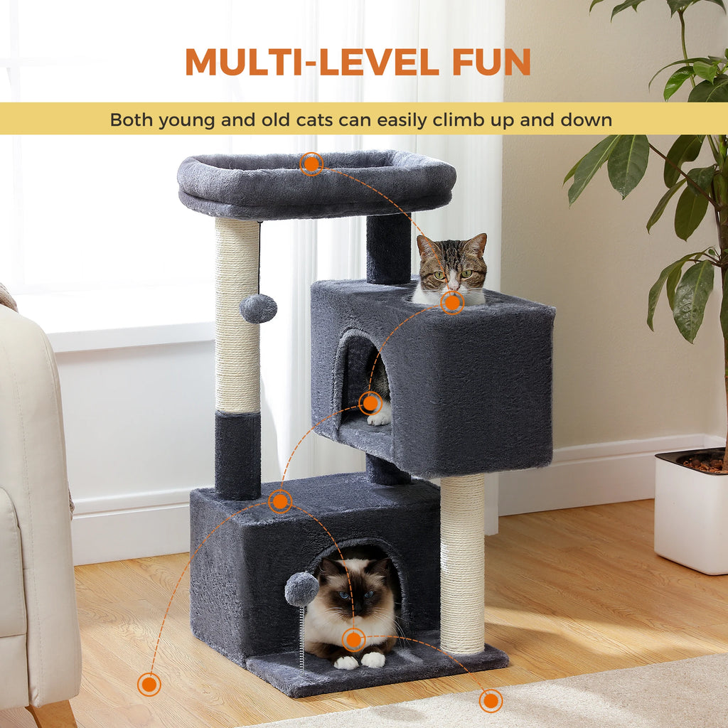 Multi-Level Cat Tree Tower with Sisal Scratching Posts and Soft Padded Perch