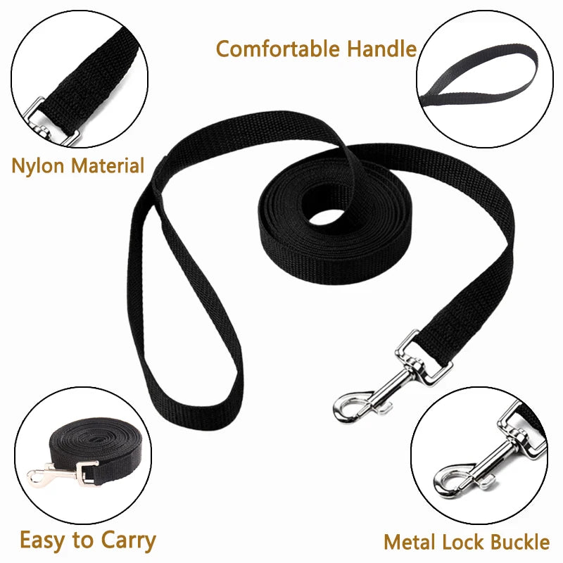 Long Strong Nylon Dog Training Leash For Small To Big Dogs
