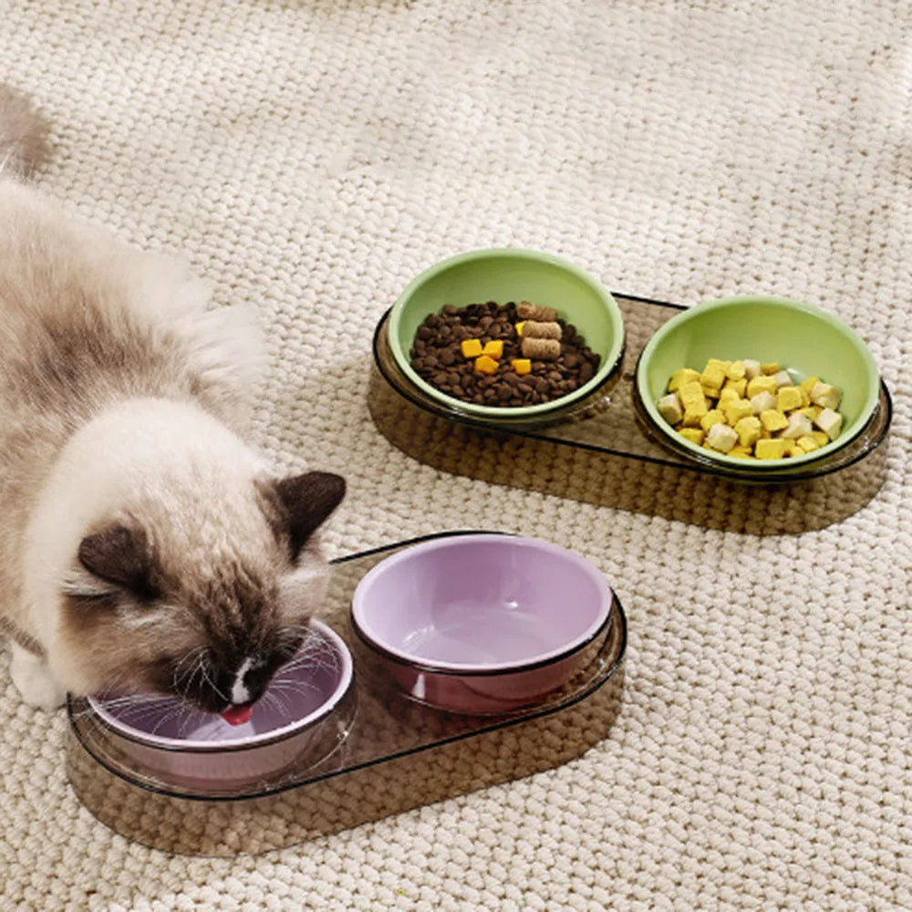 Transparent Neck Protector Luxury Cat Bowl for Feeding & Drinking
