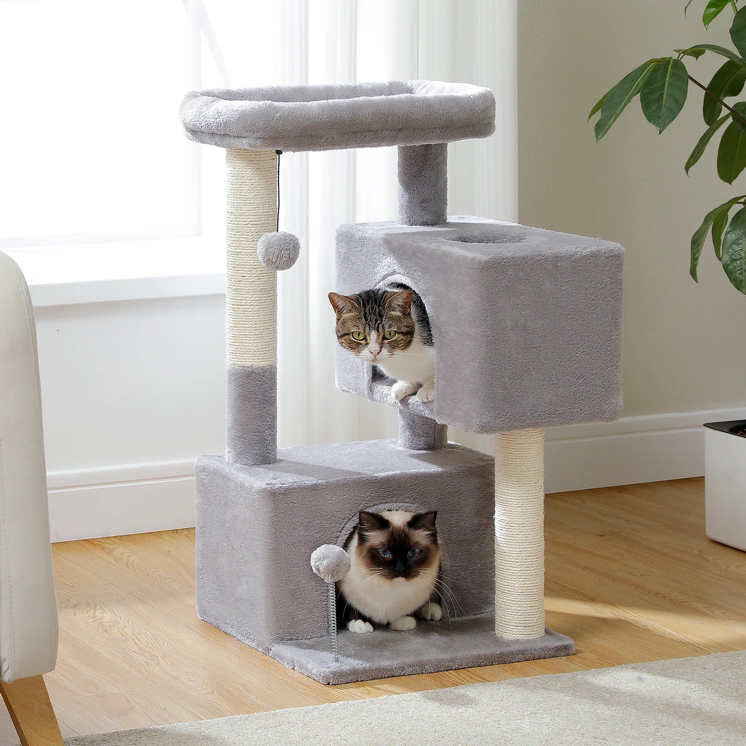 Multi-Level Cat Tree Tower with Sisal Scratching Posts and Soft Padded Perch