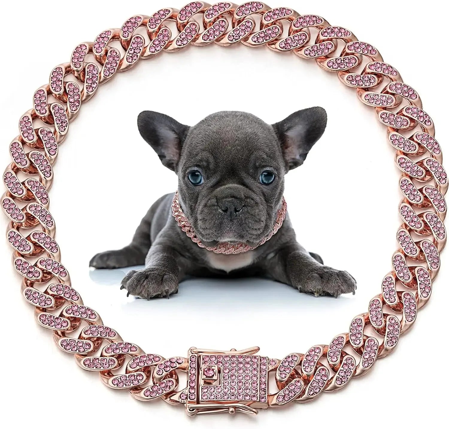 Dog Chain Collar, Diamond Cuban Link Necklace for Dogs or Cats