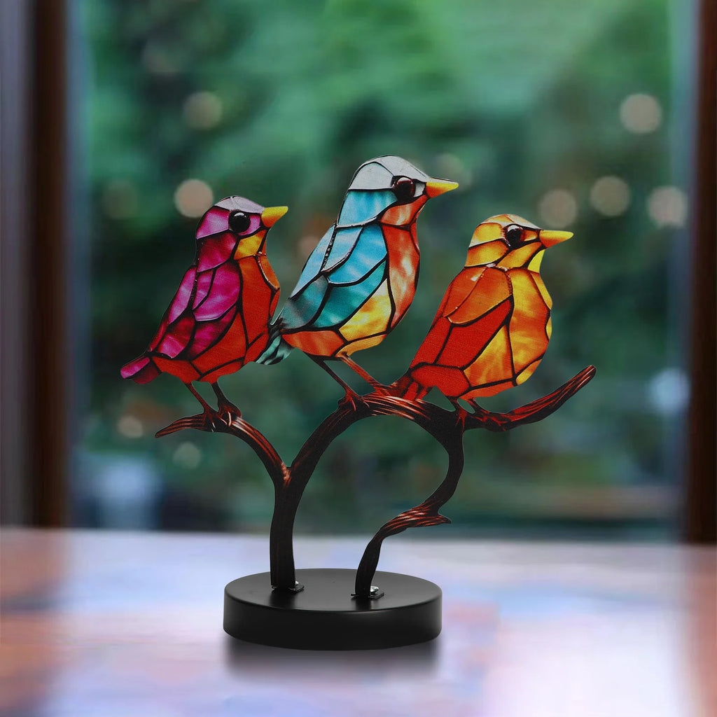 Metal Bird Sculpture, Colorful Home Ornament