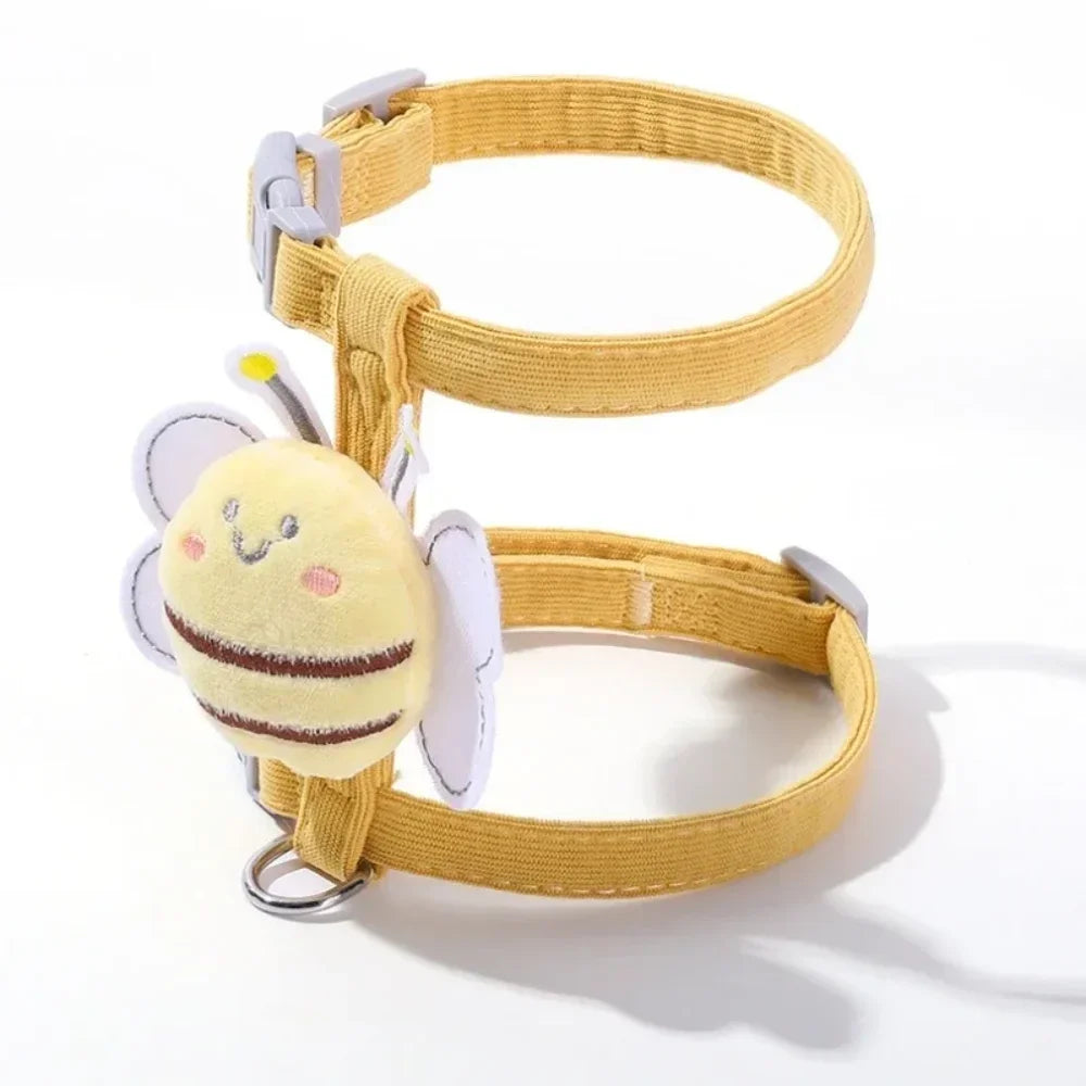Cat Harness Leash and Collar Set with Adjustable Cartoon Bee