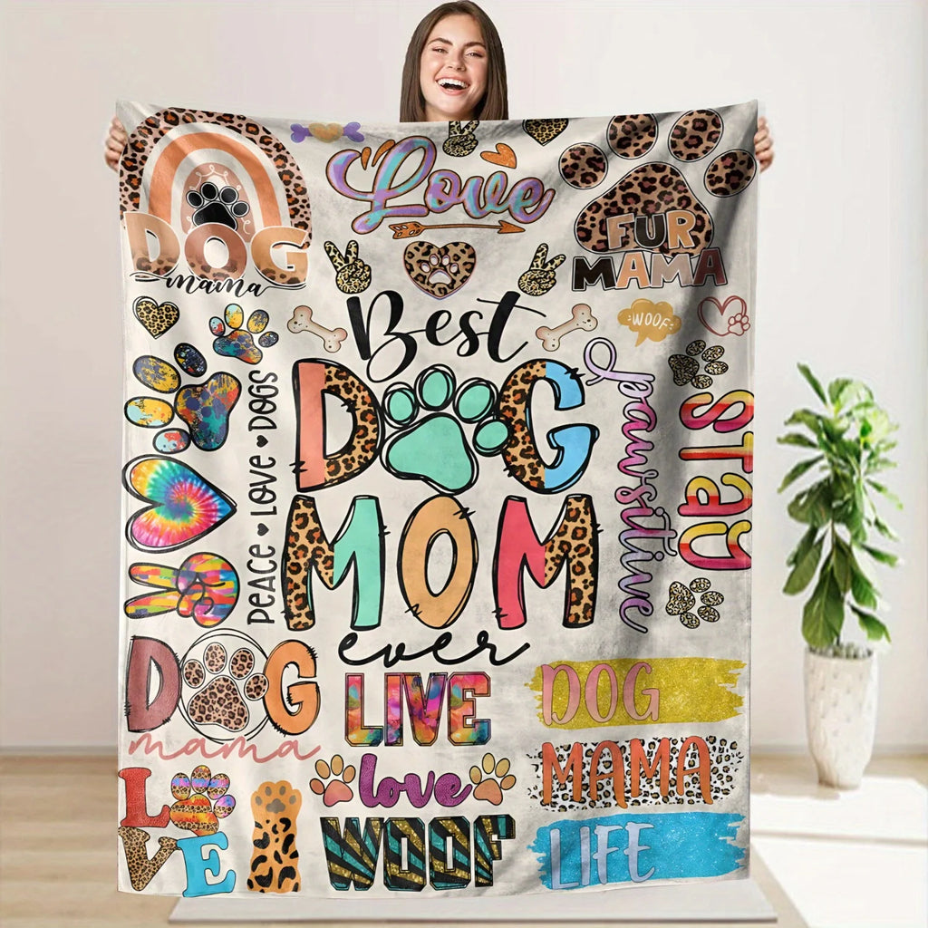"Best Dog Mom Ever" Soft Fleece Blanket - Perfect Gift for Dog Lovers